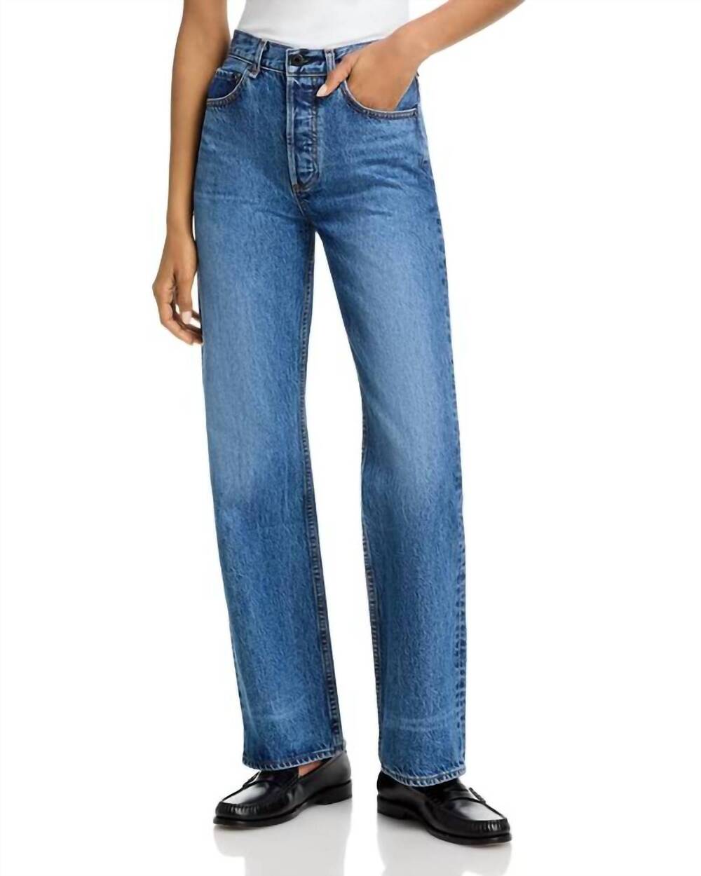 NEW ASKK NY rosebowl high rise straight jeans in port